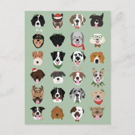 クリスマスドッグ顔パターン ポストカード