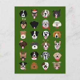 クリスマスドッグ顔パターン ポストカード