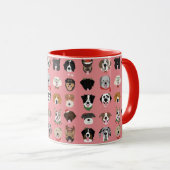 クリスマスドッグ顔パターン マグカップ (正面右)
