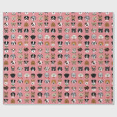 クリスマスドッグ顔パターン ラッピングペーパー (フラット)