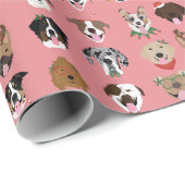 クリスマスドッグ顔パターン ラッピングペーパー (ロールコーナー)