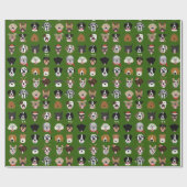 クリスマスドッグ顔パターン ラッピングペーパー (フラット)