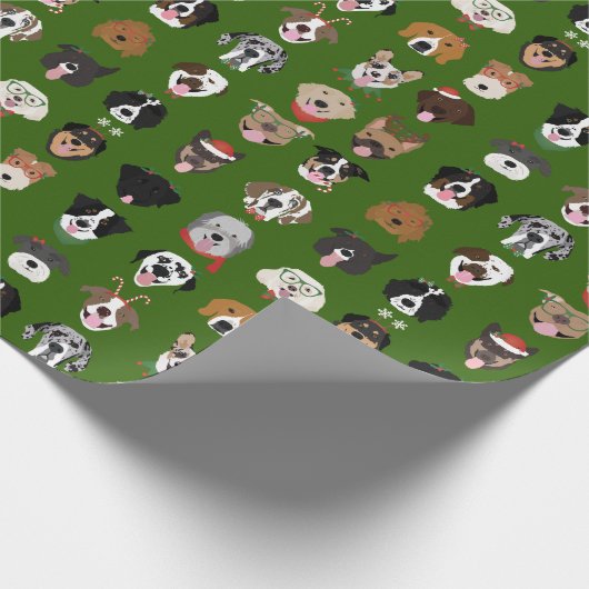 クリスマスドッグ顔パターン ラッピングペーパー (角)