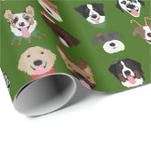 クリスマスドッグ顔パターン ラッピングペーパー (ロールコーナー)