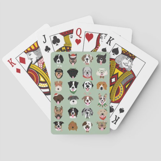 クリスマスドッグ顔絵葉書 トランプ (裏面)