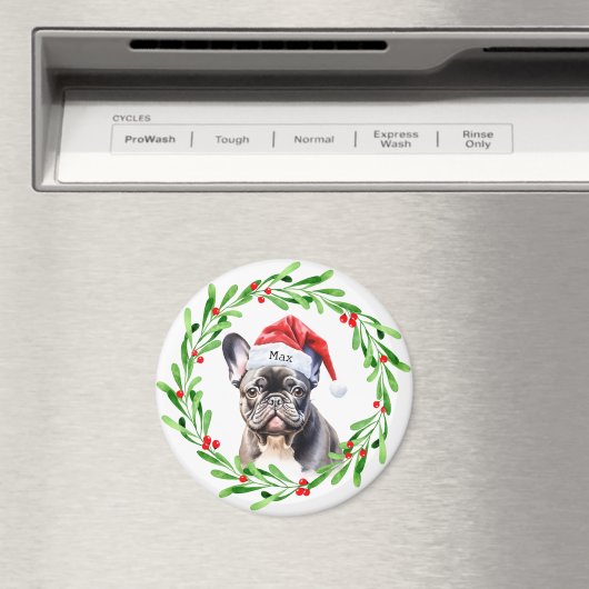 クリスマスドッグ黒フレンチブルドッグサフランスのンタ マグネット (インサイチュ (食洗機))