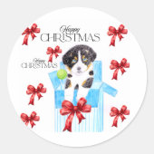 クリスマスドッグ2クラシック回ステッカー ラウンドシール (正面)