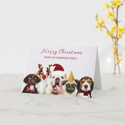 クリスマスドッグ カード (黄色い花)