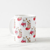 クリスマスドッグ&キャットストッキング コーヒーマグカップ (正面左)
