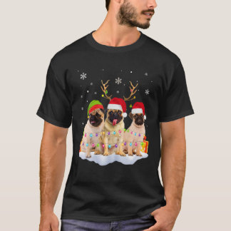 クリスマスドッグ、クリスマスプグパジャマ男性女性GIF Tシャツ