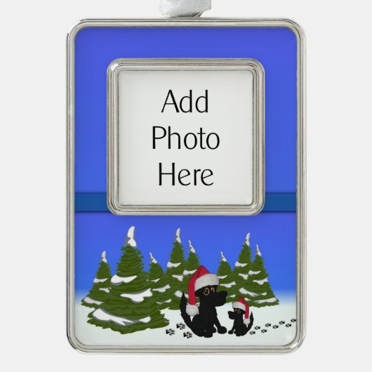 クリスマスドッグ シルバープレートフレームオーナメント (正面)