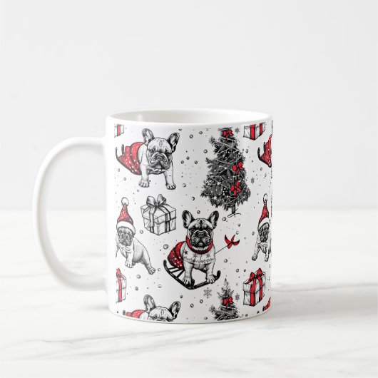 クリスマスドッグinアートブックスタイルスケッチ コーヒーマグカップ (左)