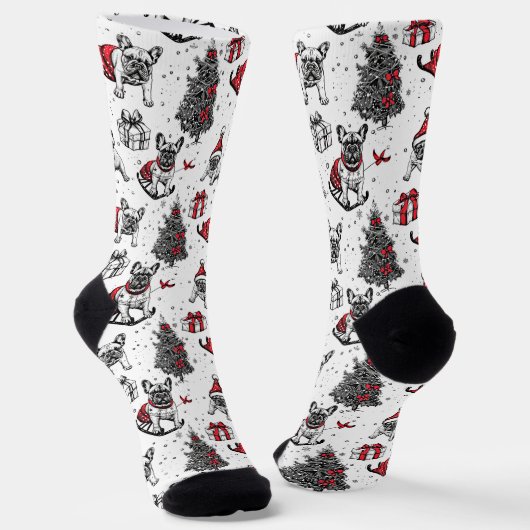 クリスマスドッグinアートブックスタイルスケッチ ソックス (傾斜あり)