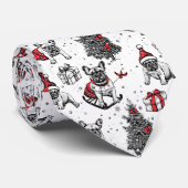 クリスマスドッグinアートブックスタイルスケッチ ネクタイ (ロール)