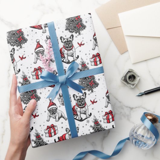 クリスマスドッグinアートブックスタイルスケッチ ラッピングペーパー (ギフト)