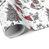 クリスマスドッグinアートブックスタイルスケッチ ラッピングペーパー (ロールコーナー)