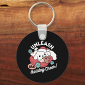 クリスマスドッグinサンタハット – ペットのための休日応援 キーホルダー (裏面)