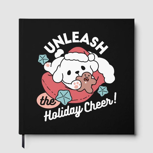 クリスマスドッグinサンタハット – ペットのための休日応援 ゲストブック (正面)