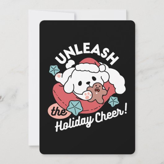 クリスマスドッグinサンタハット – ペットのための休日応援 サンキューカード (正面)
