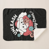 クリスマスドッグinサンタハット – ペットのための休日応援 シェルパブランケット (正面(横))