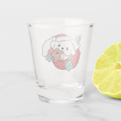 クリスマスドッグinサンタハット – ペットのための休日応援 ショットグラス (裏面)
