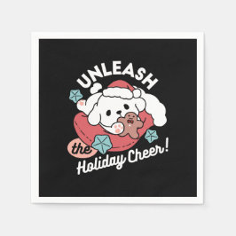 クリスマスドッグinサンタハット – ペットのための休日応援 スタンダードカクテルナプキン