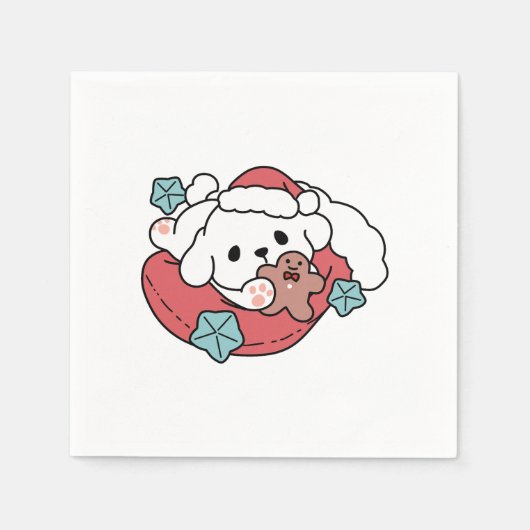 クリスマスドッグinサンタハット – ペットのための休日応援 スタンダードカクテルナプキン (正面)