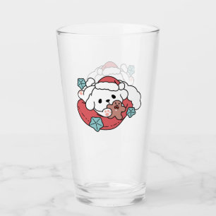 クリスマスドッグinサンタハット – ペットのための休日応援 タンブラーグラス