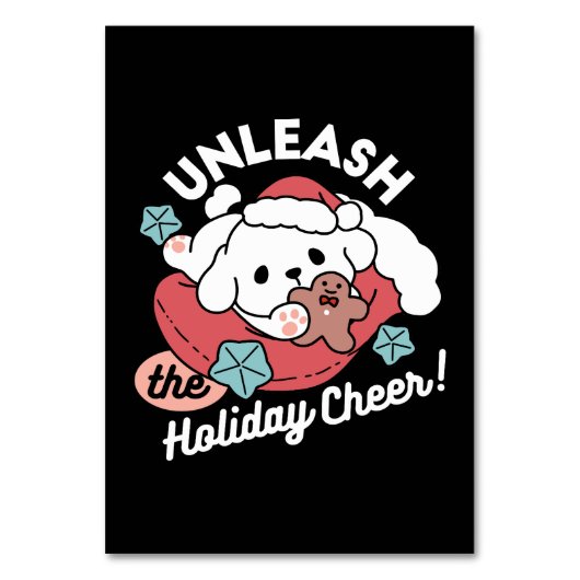 クリスマスドッグinサンタハット – ペットのための休日応援 テーブルナンバー (正面)