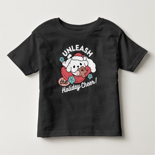 クリスマスドッグinサンタハット – ペットのための休日応援 トドラーTシャツ (正面)
