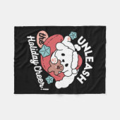 クリスマスドッグinサンタハット – ペットのための休日応援 フリースブランケット (正面(横))