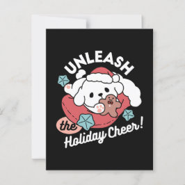 クリスマスドッグinサンタハット – ペットのための休日応援 ポストカード