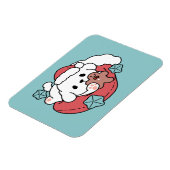 クリスマスドッグinサンタハット – ペットのための休日応援 マグネット (左側)