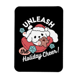 クリスマスドッグinサンタハット – ペットのための休日応援 マグネット