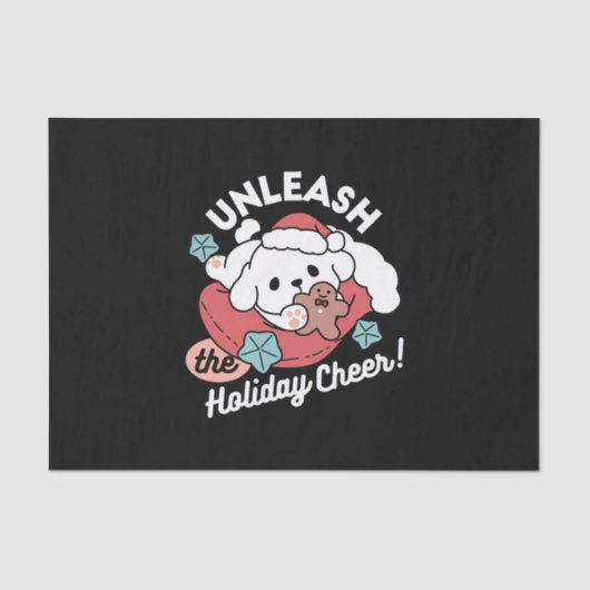 クリスマスドッグinサンタハット – ペットのための休日応援 薄葉紙 (正面)