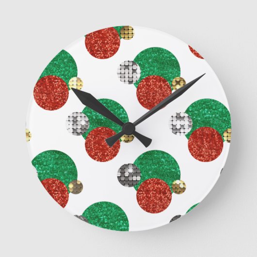クリスマスドットの連続 ラウンド壁時計 (正面)