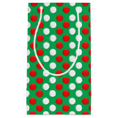 クリスマスドットレッドホワイトとグリーンスモール抱き枕 スモールペーパーバッグ (正面)