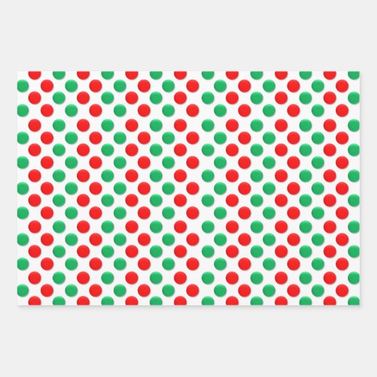 クリスマスドット赤と緑 ラッピングペーパーシート (正面2)