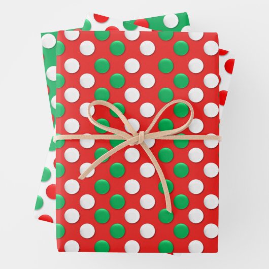 クリスマスドット赤と緑 ラッピングペーパーシート (インサイチュ)