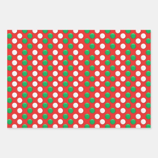 クリスマスドット赤と緑 ラッピングペーパーシート (正面)