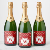 クリスマスドット&ツリーの名前をカスタムするとメッセージ スパークリングワインラベル (ボトル)