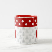 クリスマスドット&ツリーの名前をカスタムするとメッセージ ツートーンマグカップ (中央)