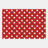 クリスマスドット&ツリーカスタムモノグラムレッド ラッピングペーパーシート (正面3)