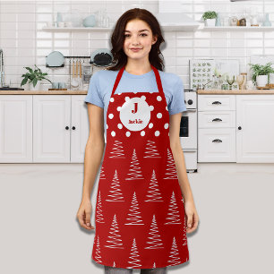 クリスマスドット&ツリー名前をカスタムする エプロン