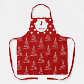 クリスマスドット&ツリー名前をカスタムする エプロン (正面)