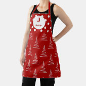 クリスマスドット&ツリー名前をカスタムする エプロン (インサイチュ)