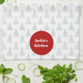 クリスマスドット&ツリー名前をカスタムする キッチンタオル (折り畳み)