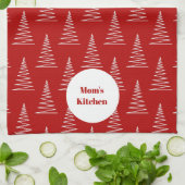 クリスマスドット&ツリー名前をカスタムする キッチンタオル (折り畳み)