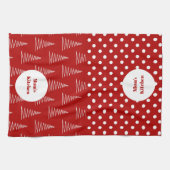 クリスマスドット&ツリー名前をカスタムする キッチンタオル (横)