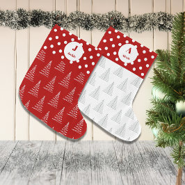 クリスマスドット&ツリー名前をカスタムする ラージクリスマスストッキング